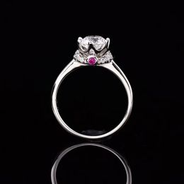 Cluster Rings 1ct White D Colour Moissanite Ruby Engagement S925 Sterling Silver Ring Gold Plated Women Fine Jewellery