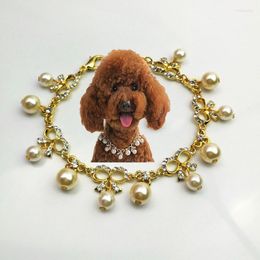 Dog Collars Pearl Necklace Jewelry Cat Collar Bling Pet For Small Cats Dogs Chihuahua Accessories Jeweled Crystal