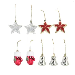 Christmas Decorations 9pcs Exquisite Xmas Tree Star Pendants Five-pointed Hanging Decors