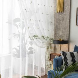 Curtain Leaves Embroidered Sheer Tulle For Living Room Korean Style Perspective Home Window Deco Bedroom Custom