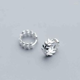 Hoop Earrings Simple Leaf Round Ear Buckle Elegant Silver Colour For Women Fashion Trendy Jewellery Wholesale