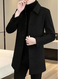Men's Wool Blends Turn down colla Jackets Men Slim Fit Straightforward Anti Wrinkle Business Casual Single Breasted Coat 230107
