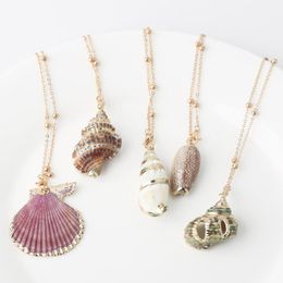 Pendant Necklaces Boho Conch Shell Necklace Gold Chain Women Seashell Choker Pendants Jewellery Bohemian Female