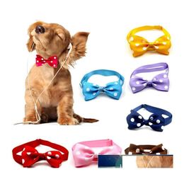 Dog Collars Leashes Pet Cat Christmas Collar Holiday Bow Tie Adjustable Neck Strap Grooming Accessories Puppy Necklace Factory Pri Otqyk