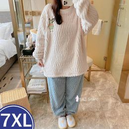 Women's Sleepwear Plus Size M-7XL Flannel Women Fleece Pajamas Warm Woman Winter Pajama Thick Female Set Velvet Nightwear