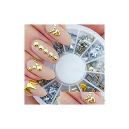 Nail Art Decorations 120Pcs Women Golden Sier Metal Stickers Decor Tips Metallic Studs Newest Drop Delivery Health Beauty Salon Dhcx3