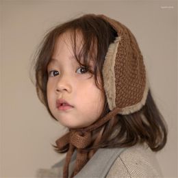 Berets Japanese Style Cute Earmuff For Girl Boy 2023 Winter Fashion Plush Ear Muff Hat Party Gift Daughter Son