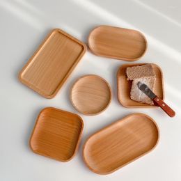 Plates Japanese Wooden Oval Tray Beech Wood Dinner Household Snack Cake Refreshment Restaurant Rectangular Buffet Plate