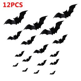 Christmas Decorations 12PCS Halloween Decoration 3D Black PVC Bat Party DIY Decor Bar Room Scary Props Wall Sticker