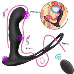 Sex toys Massager Male Prostate Vibrator Silicone Buttplug Anal Plug Delay Ejaculation Ring Butt Toy for Men