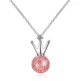 Pendant Necklaces Girl Strawberry Crystal Creative Beautiful Crow Silver Plated Jewellery Simple Women XZN028