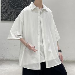 Men's Casual Shirts LEGIBLE Solid Men Summer Oversize Short Sleeve Male Korean Shirt For Man