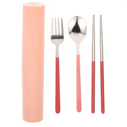Dinnerware Sets Travel Case Camping Silverwarestorage Cutlery Stainless Chopsticks Must Organizer Reusable Flatware Fork Spoon Box Set