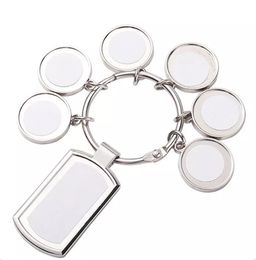 Party Favour 5 Circle Add Rec Charms Sublimation Blank Key Ring Thermal Transfer Keychain Bag Purses Pendants Hang Tag Diy 0116