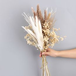 Decorative Objects Figurines Natural Reed Pampas Grass Dried Flower Palm Plant Tree Leaves Home Garden Wedding Party Living Bedroom Table Decoration 230110