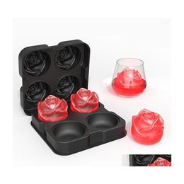 Baking Moulds Mods 4 Cell Valentines Day Rose Ice Ball Mould Sile Cube Trays Whiskey Maker Moulds Diamond Cream Drop Delivery Home Gar Dhpca