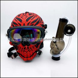 Accessories Sile Mask Bong Skl Pattern Acrylic Water Pipe With Sun Glasses Gas Face Dry Herb Smoking Mtifunction Hookah Shisha 395 S Otm39