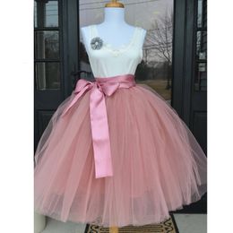 Skirts 6Layers 65cm Fashion Tulle Pleated Tutu Women Lolita Petticoat Bridesmaids Sweet Party Midi Mini Dress 230110