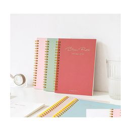 Notepads Planner Kawaii 60 Sheets Coil Book Solid Colour Simple B6 Diary Notebook Notepad Student Stationery Office School Supplies D Dh7F4