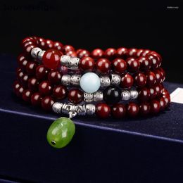 Strand Wholesale Lobular Red Sandalwood Bracelets Full Hand Made 108 Buddha Beads High Density Necklace For Women Men Jewellery