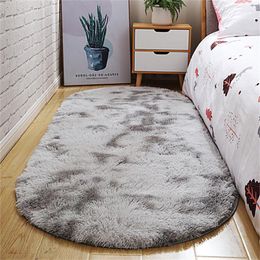 Carpets Soft Fluffy For Living Room Non-Slip Thick Velvet Oval Area Rugs Bedroom Bedside Floor Mats Pets Kids