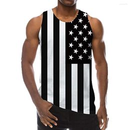 Men's Tank Tops Flag Printed Vest Summer Casual Slim Sleeveless Round-neck Basic Top Tanks Camiseta Tirantes Hombre Star Print Streetwear