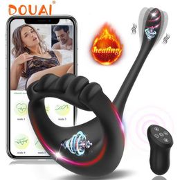 Adult Massager Sexy Toys for Men Bluetooth Penis Ring Vibrator Goods Wireless App Remote Cock Sex s