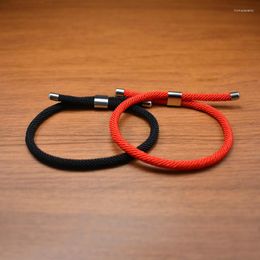 Link Bracelets Lucky Red Rope Bracelet Women Men Handmade Woven String Stainless Steel Accessories Couple Jewellery Adjustable