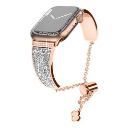 Luxury Women Diamond Adjustable Bracelet for Apple Watch Ultra 8 Band Series 7 6 SE 5 4 3 Fashion Gift Metal Strap iwatch 49mm 41mm 45mm 40mm 44mm Chain