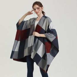 Scarves Stylish Large Plaid Print Women Scarf Luxury Cashmere Useful Pashmina Female Warm Shawl Wrap Lady Blanket Poncho 2023