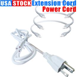 T5 T8 Tube Light Fixture LED Cord Switch 3Pin Lamps Connecting Wire Holder Socket Fittings Cables White Colour 1FT 2FT 3.3FT 4FT 5FT 6 FT 6.6FT 100Pcs Usalight