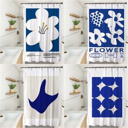 Shower Curtains Abstract Floral Curtain Waterproof Bath With Hooks Toilet Decorative Partition Room Divider Panel Drape