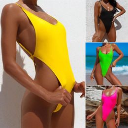 Women's Swimwear Sexy Bandage Bikini Women Backless Bodysuits Spaghetti Strap Rompers Beach Wear One Piece Swimming Outfit Swimsuit 2023