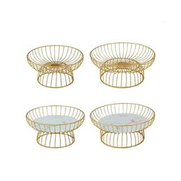 Dishes Plates Iron Wire Fruit Basket Serving Bowl Table Centerpiece Single Tier Dish For Household Kitchen Counter Cabinet Drop De Dhyov