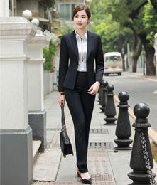 Women's Two Piece Pants Formal Ladies Pant Suits For Women Business Blazer And Jacket Set Black Work Wear Office Uniform Styles