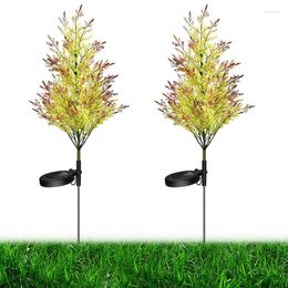 Decorative Flowers Christmas Tree Solar Lights Outdoor Stakes Pine Garden Ground 2 Pack Decor