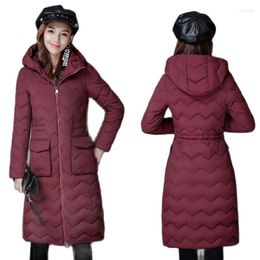 Women's Trench Coats 2023Winter Style Cotton-Padded Jacket Women Over-The-Knee Overcoat Lengthening Down Padded Coat Ladies Hooded Outwear