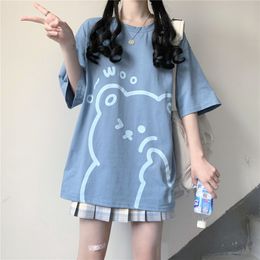 Women's TShirt Japanese Casual Cartoon Summer Shortsleeved Tshirt Female Student Loose Soft Girl Cute College Style Allmatch Top 230110