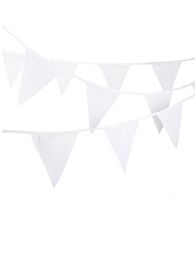 Banner Flags 100 40M White Garland Bunting Wedding Decoration Silk Fabric Banners Party Decoratio Bridal Shower 230110