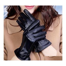 Five Fingers Gloves 1 Pairs Leather Driving Touch Sn Windproof Waterproof Synthetic Women Solid Colour Fl Fingers1 289 Q2 Drop Delive Otbsi