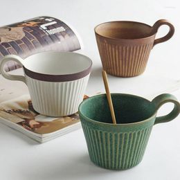 Cups Saucers Japanese Retro Coarse Pottery Coffee Cup Ceramic Handmade Breakfast Milk Mug Simple Cappuccino Office Teacup Drinkware