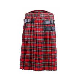 Men's Shorts 2023 Scottish Mens Kilt Traditional Plaid Belt Pleated Bilateral Chain Brown Punk Tartan Trousers