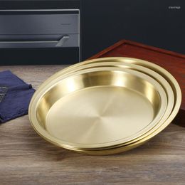 Plates Plate Pure Copper Brass Steamed Chicken Basin Tray Tableware Round Dinner