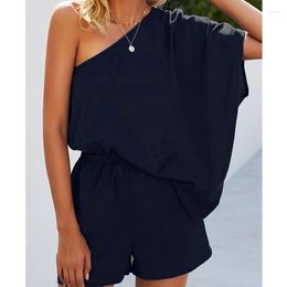 Women's Tracksuits Women Solid Loose Set 2-Piece Suit Sexy Short Batwing Sleeve Off-Shoulder Slash Neck T-shirt Elastic Waist Straight