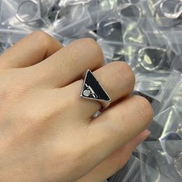 Wedding Rings Letter ring inverted triangle White and black metal punk temperament street shot master simple female PR1 --01 Jewellery party Valentine's Day Gifts