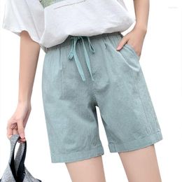 Women's Shorts 3XL Plus Size Lace Up Vintage Casual Cotton Linen Pants Women Cargo Straight Summer Pockets Loose Short Sweatpants C7251