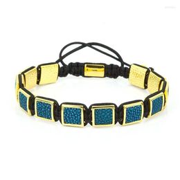 Charm Bracelets Anil Arjandas Men For Jewelry 2023 CZ Leather Inlay Beads Square Charms Braiding Macrame Pulseras Hombre