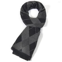 Scarves In Winter Men's Scarf Jacquard Warm Casual Business Neck Grey Black Boys Mens Gift