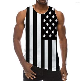 Men's Tank Tops Independence Day Top Summer American Flag Print Vest Pullover Fitness Bodybuilding Gym Oversized Tee