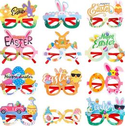 Easter Party Glasses Frame Chick Egg Bunny Happy Easter Photo Props Booth Glass Kids and Adults Spring Event Decor I0110